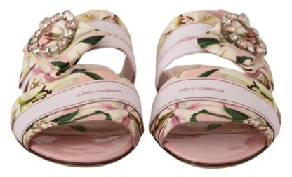 Dolce & Gabbana - Floral Crystal-Embellished Silk Slide Flats