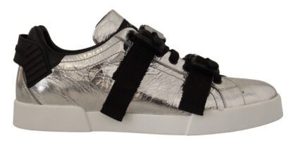 Dolce & Gabbana - Elegant Black Silver Low Top Sneakers