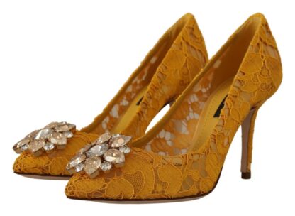 Dolce & Gabbana - Yellow Taormina Lace Crystal Heels Pumps Shoes