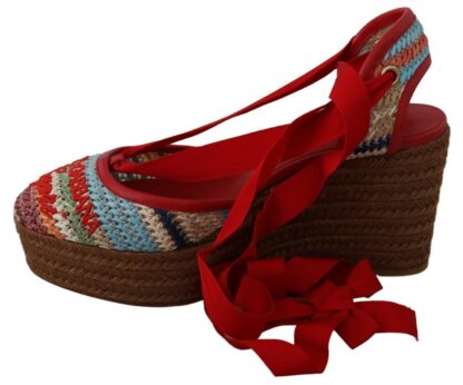 Dolce & Gabbana - Multicolor Rafia Wedge Heels Sandals Shoes