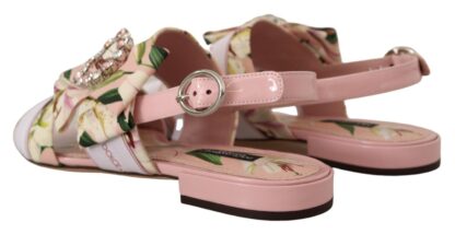 Dolce & Gabbana - Floral Crystal-Embellished Silk Slide Flats