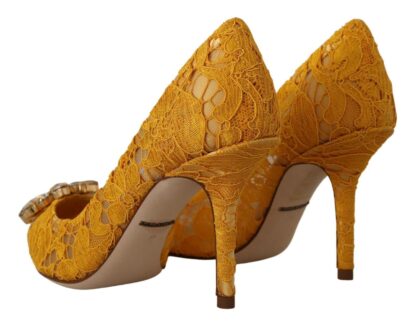 Dolce & Gabbana - Yellow Taormina Lace Crystal Heels Pumps Shoes