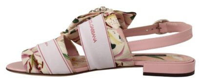 Dolce & Gabbana - Floral Crystal-Embellished Silk Slide Flats