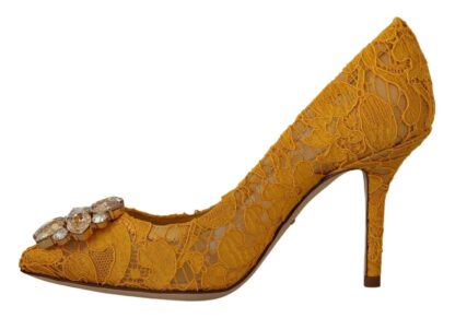 Dolce & Gabbana - Yellow Taormina Lace Crystal Heels Pumps Shoes