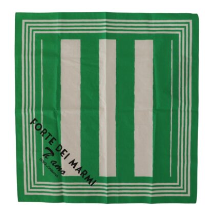 Dolce & Gabbana - Green Striped Cotton Square Foulard Wrap Scarf