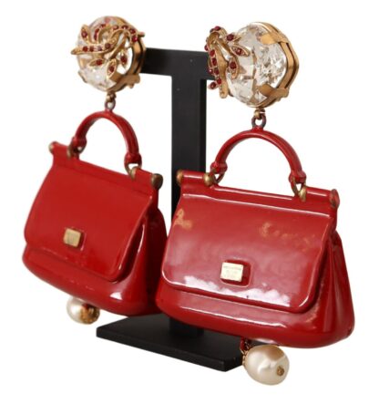 Dolce & Gabbana - Enchanting Gold & Red Sicily Bag Earrings