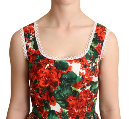 Dolce & Gabbana - Red Floral Mini Dress with Zipper Closure