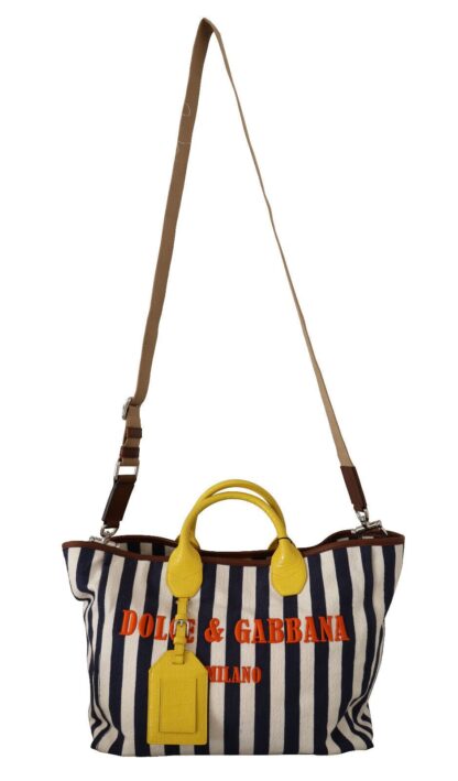 Dolce & Gabbana - Blue White Striped Shopping Tote Bag