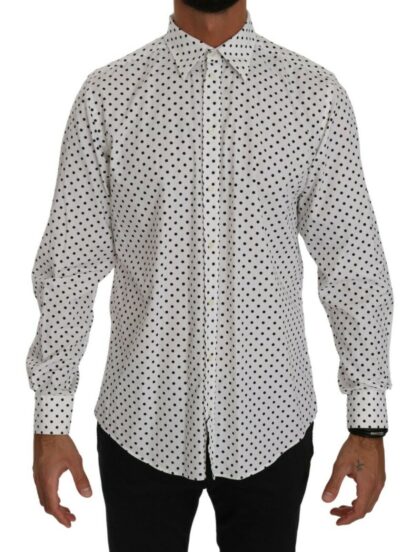 Dolce & Gabbana - Elegant White Dotted Martini Dress Shirt