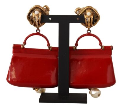 Dolce & Gabbana - Enchanting Gold & Red Sicily Bag Earrings