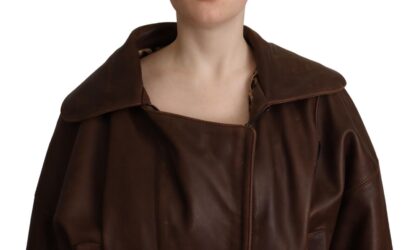 Dolce & Gabbana - Brown Bull Leather Collared Biker Coat Jacket