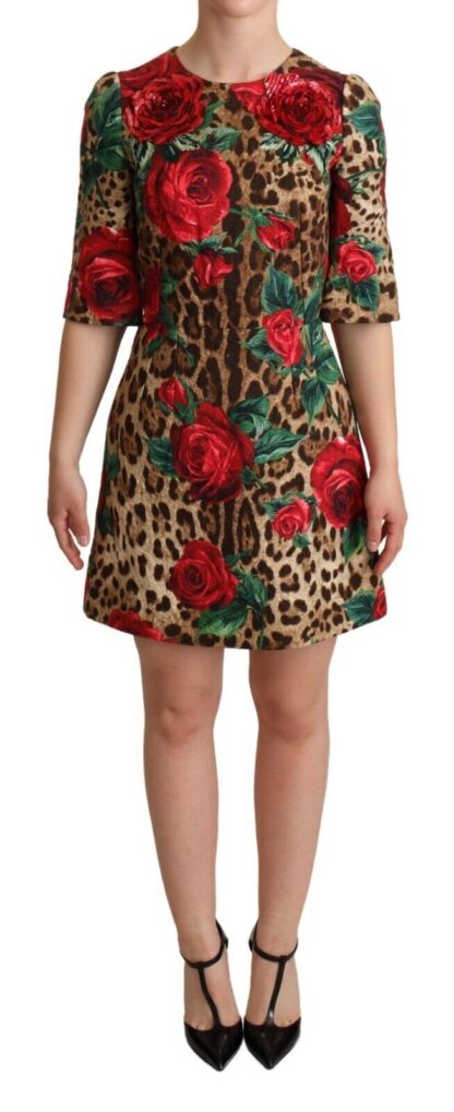 Dolce & Gabbana - Chic Leopard Print Sequin Flora A-Line Dress