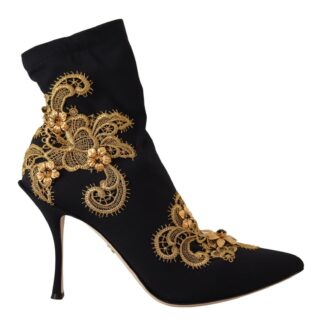 Dolce & Gabbana - Elegant Taormina Lace Heels with Crystal Embellishment