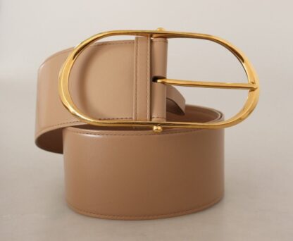 Dolce & Gabbana - Beige Leather Gold Metal Oval Buckle Belt