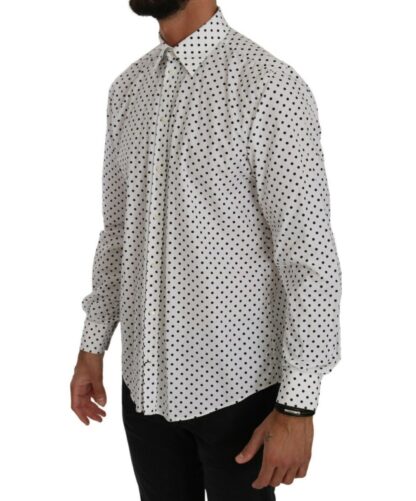 Dolce & Gabbana - Elegant White Dotted Martini Dress Shirt