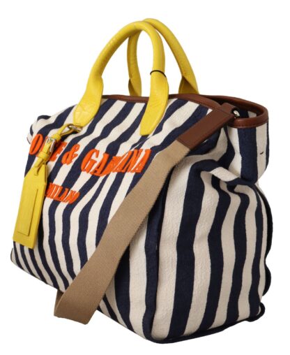 Dolce & Gabbana - Blue White Striped Shopping Tote Bag