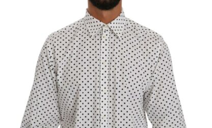 Dolce & Gabbana - Elegant White Dotted Martini Dress Shirt