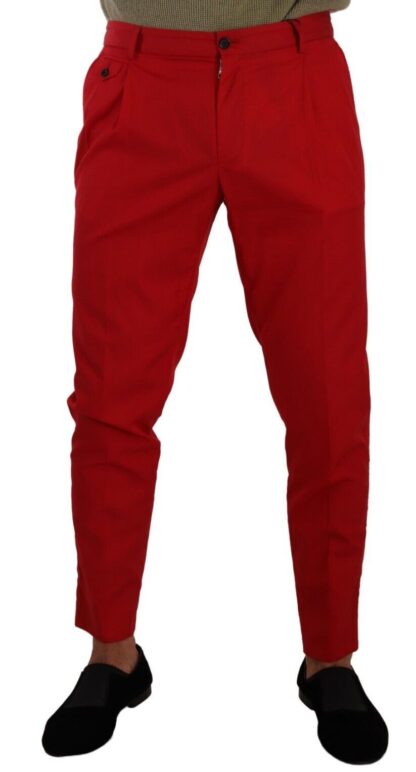 Dolce & Gabbana - Red Cotton Skinny Formal Men Dress Pants