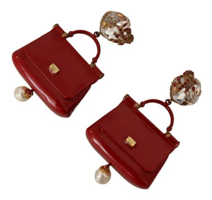 Dolce & Gabbana - Enchanting Gold & Red Sicily Bag Earrings