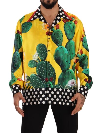 Dolce & Gabbana - Multicolor Silk Oversize Cactus Print Shirt