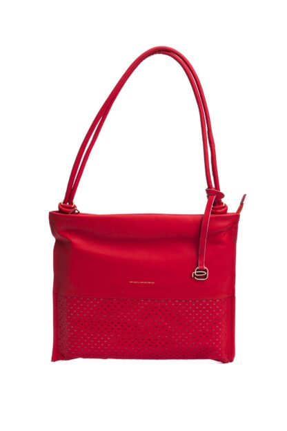 Piquadro - Chic Perforated Red Leather Shoulder Bag