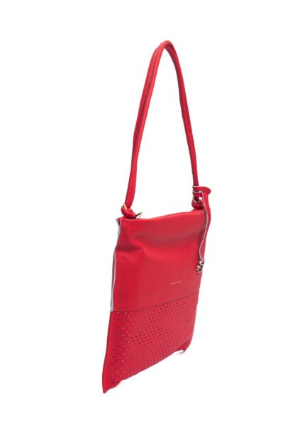 Piquadro - Chic Perforated Red Leather Shoulder Bag