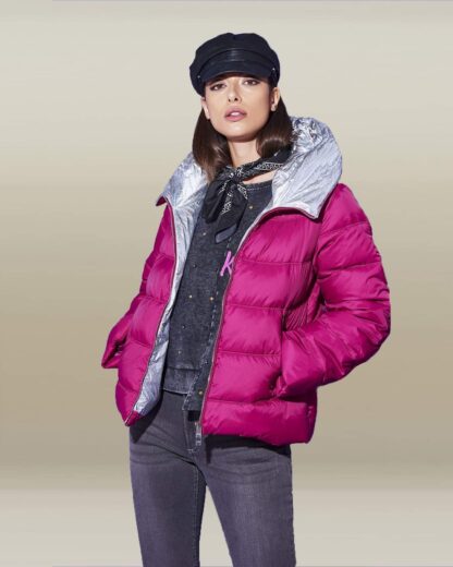 Silvian Heach - Elegant Raspberry Radiance Down Jacket