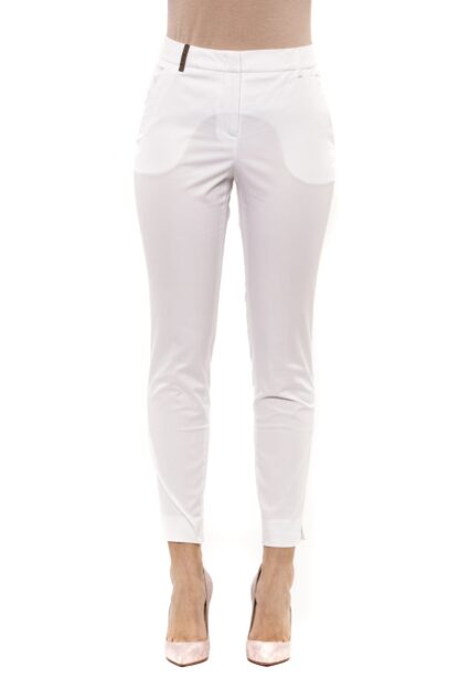 Peserico - Chic White Stretch Slim Fit Trousers