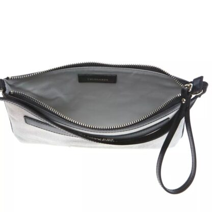 Trussardi - Elegant White Fabric & Leather Shoulder Strap Bag