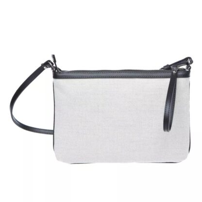 Trussardi - Elegant White Fabric & Leather Shoulder Strap Bag