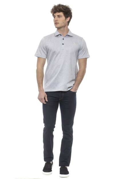 Billionaire Italian Couture - Exquisite Gray Embroidered Cotton Polo