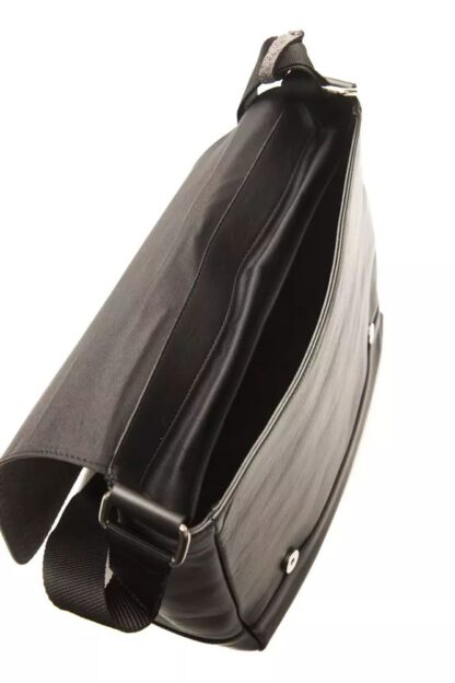 Billionaire Italian Couture - Sleek Black Italian Leather Messenger Bag