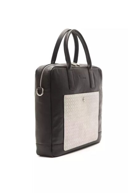 Billionaire Italian Couture - Elegant Black Leather Business Bag