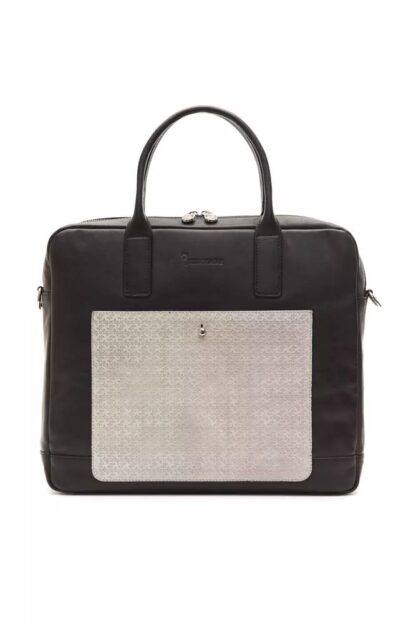 Billionaire Italian Couture - Elegant Black Leather Business Bag