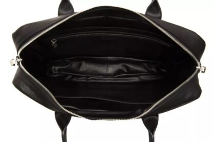 Billionaire Italian Couture - Elegant Black Leather Business Bag