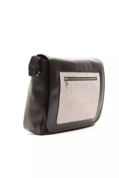 Billionaire Italian Couture - Elegant Black Leather Messenger Bag