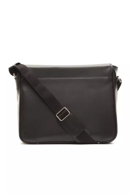 Billionaire Italian Couture - Elegant Black Leather Messenger Bag