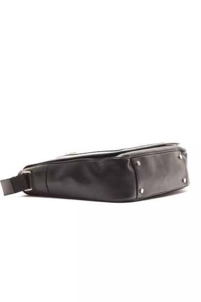 Billionaire Italian Couture - Elegant Black Leather Messenger Bag