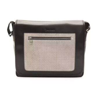 Billionaire Italian Couture - Sleek Black Italian Leather Messenger Bag