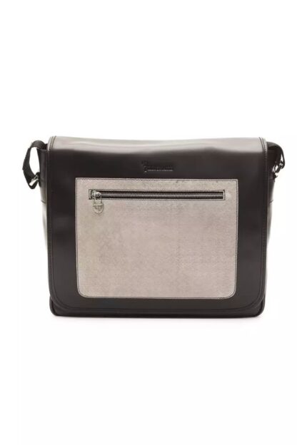 Billionaire Italian Couture - Elegant Black Leather Messenger Bag