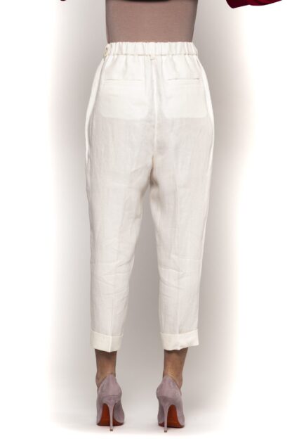 Peserico - Elegant White Linen Trousers - High-Waisted Fit