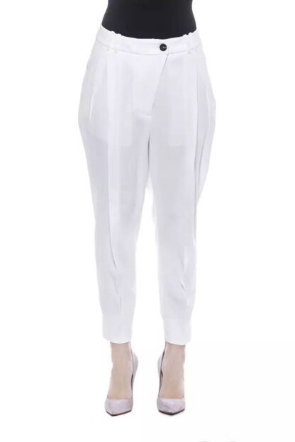 Peserico - Chic White Gabardine Trousers with Tailored Fit