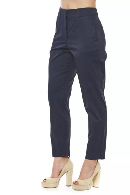 Peserico - Elegant High Waist Trousers in Chic Blue