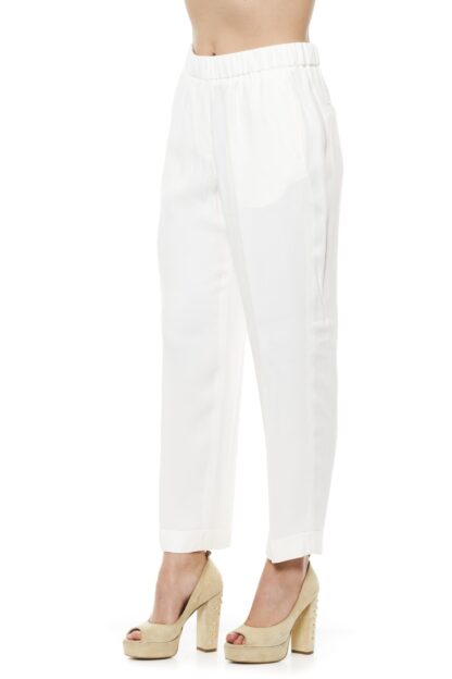 Peserico - Chic White Trousers with a Comfortable Elastic Waist