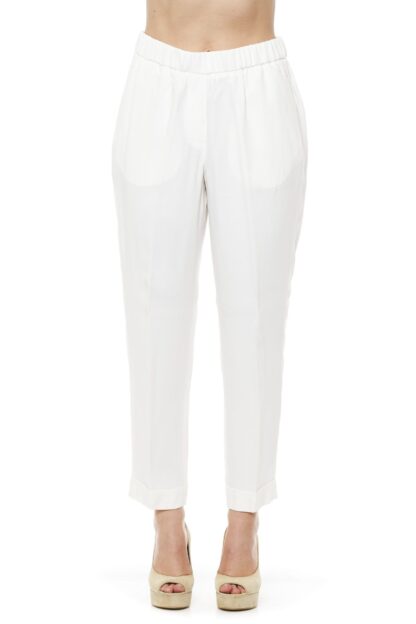 Peserico - Chic White Trousers with a Comfortable Elastic Waist