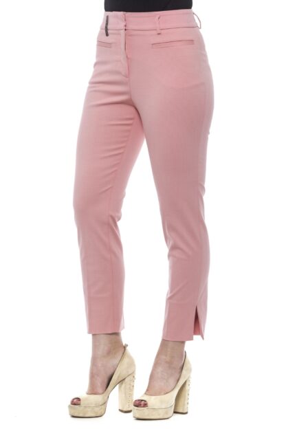 Peserico - Chic Pink Slim Fit Cigarette Trousers