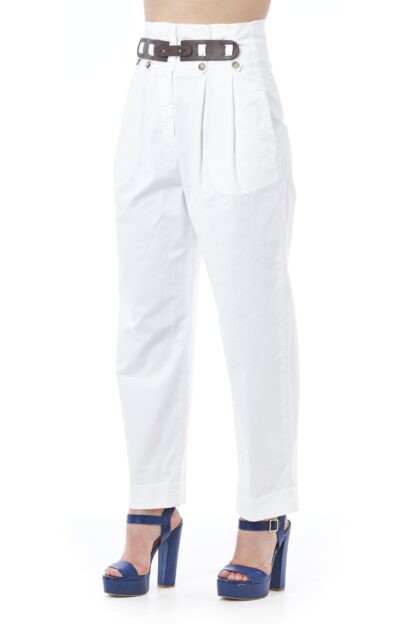 Peserico - Chic High-Waisted Baggy White Trousers