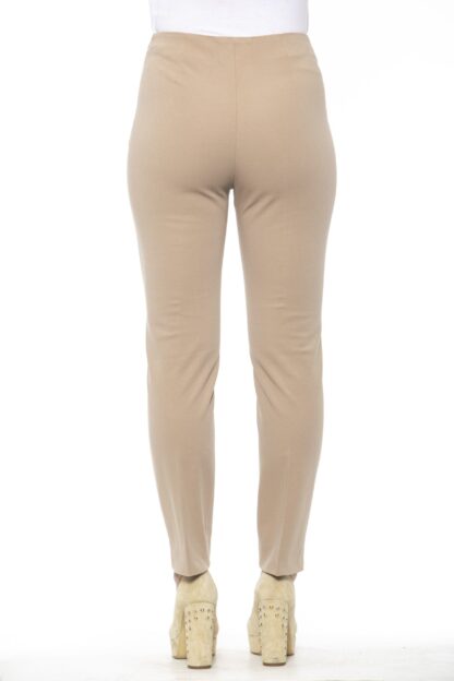 Peserico - Beige High Waist Slim Fit Cotton Piquet Pants