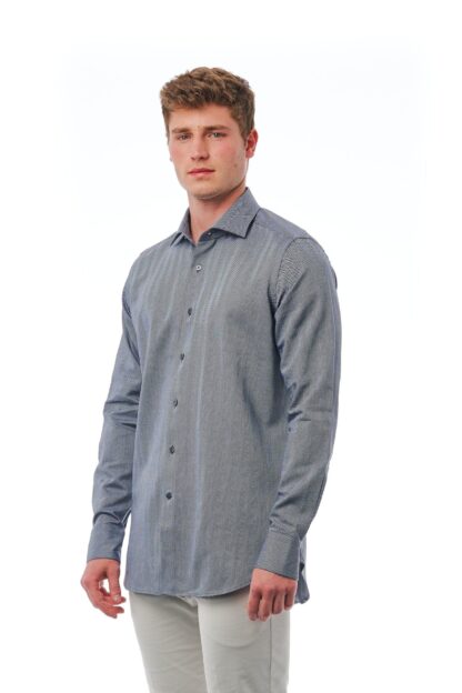 Bagutta - Elegant Gray Slim Fit French Collar Shirt