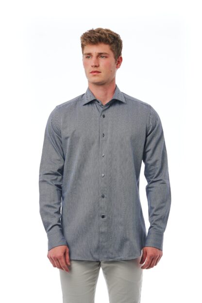 Bagutta - Elegant Gray Slim Fit French Collar Shirt